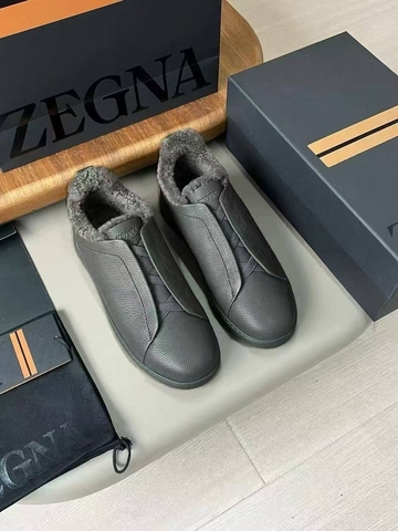 Ermenegildo Zegna кроссовки мужские натуральная кожа зимние серые премиум 650398SP
