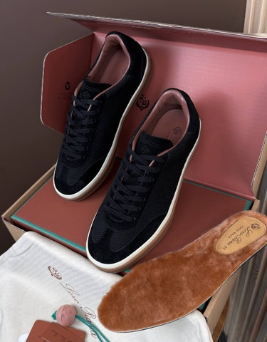 Loro Piana Tennis Walk кроссовки мужские текстиль натуральная замша весенние / осенние черные премиум 689885IP
