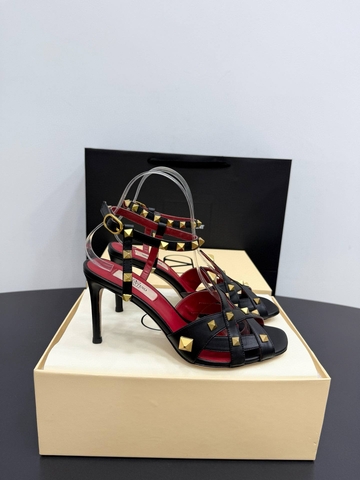 Valentino босоножки женские натуральная кожа летние черные премиум 353409ZQ