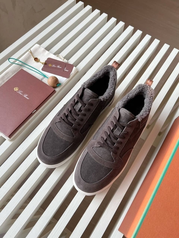 Loro Piana Newport кроссовки мужские натуральная замша зимние коричневые премиум 666127GQ