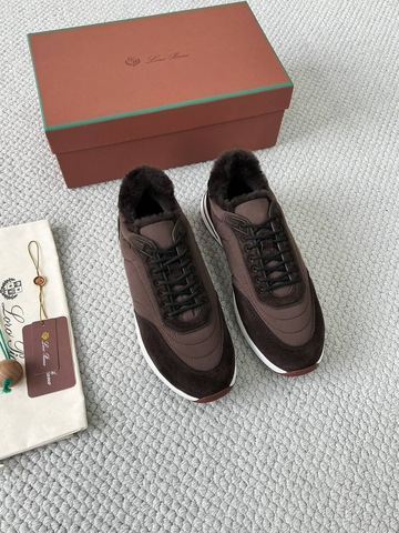 Loro Piana Week End Walk кроссовки мужские текстиль натуральная замша зимние коричневые премиум 823512TF