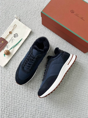 Loro Piana Week End Walk кроссовки мужские текстиль натуральная замша зимние синие премиум 656358HR