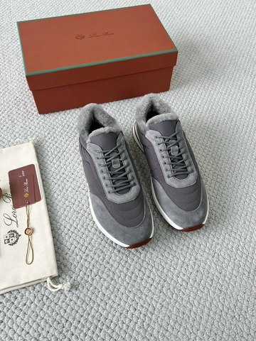 Loro Piana Week End Walk кроссовки мужские текстиль натуральная замша зимние серые премиум 685447PX