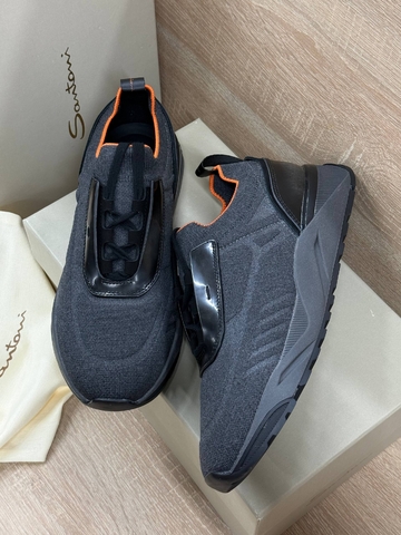 Santoni кроссовки мужские натуральная кожа текстиль летние весенние / осенние синие премиум 595762TD