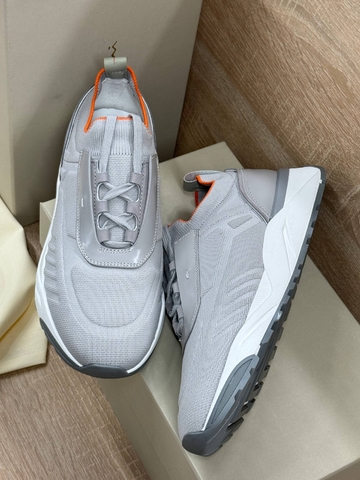 Santoni кроссовки мужские натуральная кожа текстиль летние весенние / осенние серые премиум 806433AC