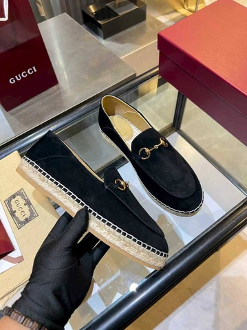 Gucci эспадрильи женские натуральная замша летние весенние / осенние черные премиум 230469ZX