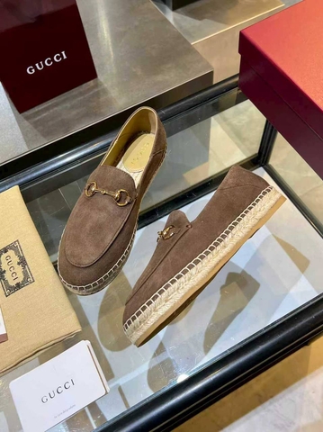 Gucci эспадрильи женские натуральная замша летние весенние / осенние зеленые премиум 688523UR