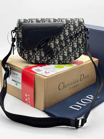 Dior сумка мужские натуральная кожа текстиль бежевые черные люкс 870170MJ