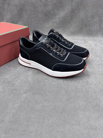 Loro Piana кроссовки мужские натуральная кожа текстиль летние весенние / осенние черные люкс 456953OH