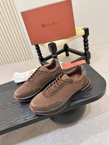 Loro Piana кроссовки мужские текстиль натуральная замша весенние / осенние коричневые люкс 204979DX