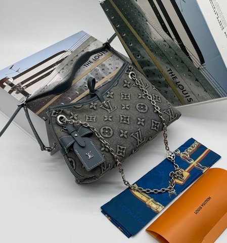 Louis Vuitton сумка женские натуральная кожа текстиль серые люкс 622506OI