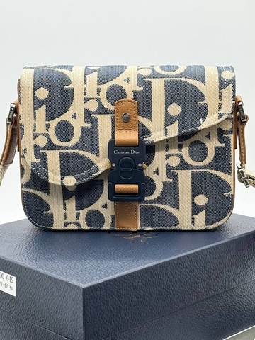 Dior сумка мужские натуральная кожа текстиль голубые люкс 641016LH