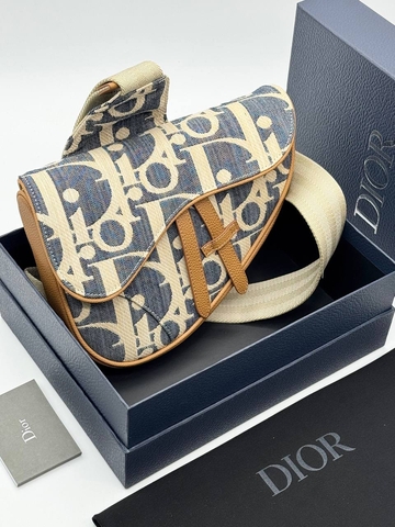 Dior сумка мужские натуральная кожа текстиль голубые люкс 737390QD