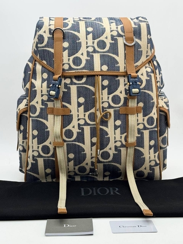 Dior рюкзак мужские натуральная кожа текстиль голубые люкс 420491ZJ