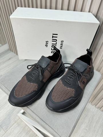 Berluti кроссовки мужские натуральная кожа текстиль весенние / осенние коричневые премиум 611760GS