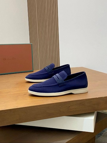 Loro Piana лоферы мужские текстиль натуральная замша весенние / осенние синие премиум 348935CS