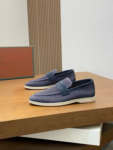 Loro Piana лоферы мужские текстиль натуральная замша весенние / осенние серые премиум 178155PT