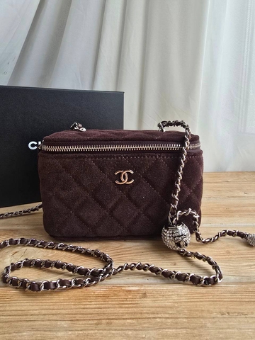 Chanel сумка женские натуральная замша коричневые люкс 356013VN
