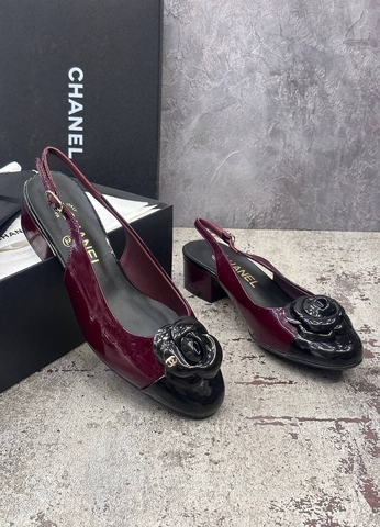 Chanel туфли женские натуральная кожа летние весенние / осенние бордовые премиум 302176NM
