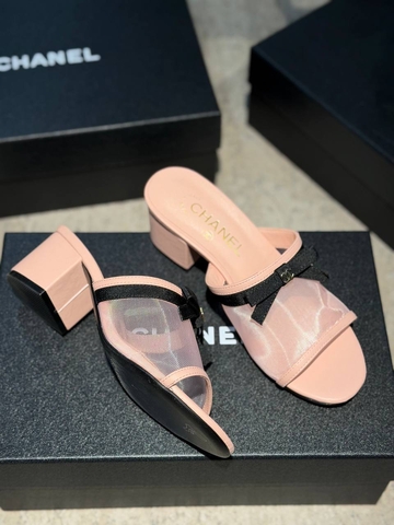 Chanel сабо женские натуральная кожа сетка летние розовые премиум 541958JJ