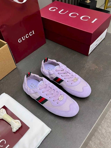 Gucci кроссовки женские натуральная замша нейлон летние весенние / осенние фиолетовые премиум 250892VD