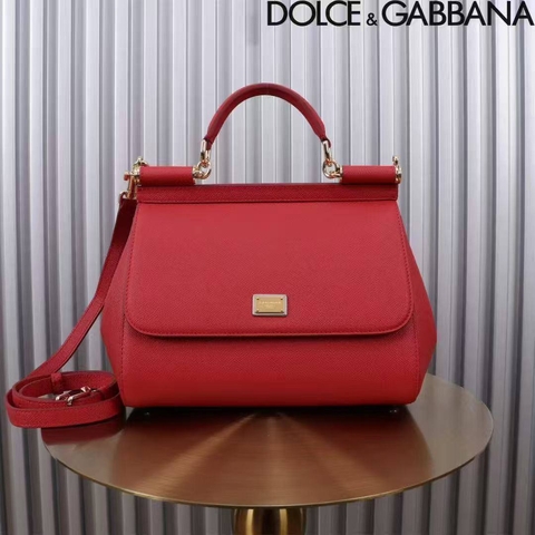 Dolce & Gabbana Sicily сумка женские натуральная кожа красные премиум 745367XF