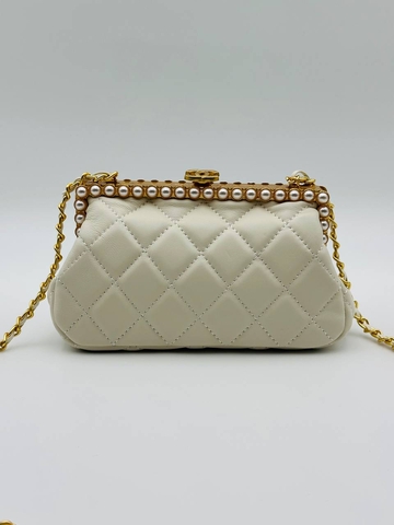 Chanel сумка женские натуральная кожа бежевые белые люкс 380242VN