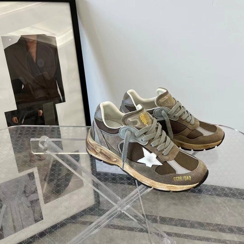 Golden Goose кроссовки женские натуральная замша весенние / осенние серые коричневые премиум 571012ZT