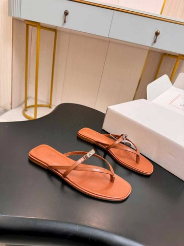 Hermes шлепанцы женские натуральная кожа летние оранжевые премиум 674089SA