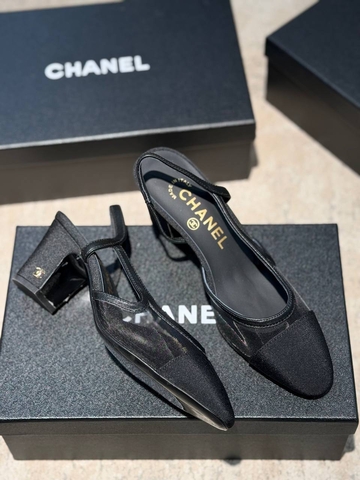 Chanel туфли женские натуральная кожа текстиль сетка летние весенние / осенние черные премиум 564057YG