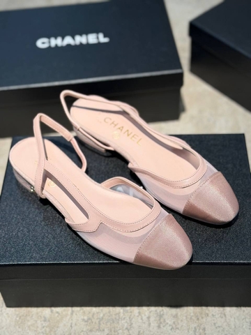 Chanel балетки женские текстиль сетка летние весенние / осенние розовые премиум 729154FP