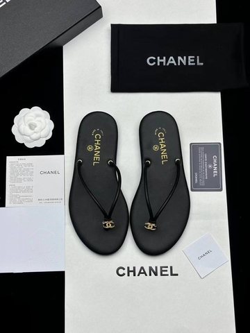 Chanel шлепанцы женские натуральная кожа летние черные премиум 398000AQ