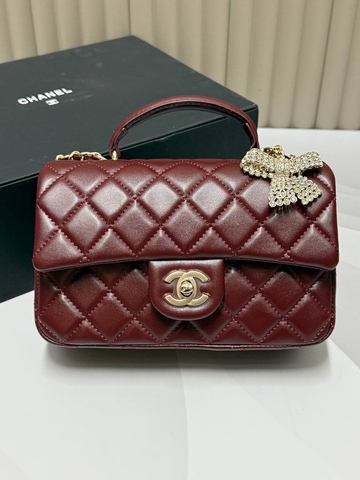 Chanel сумка женские натуральная кожа бордовые люкс 202434FA