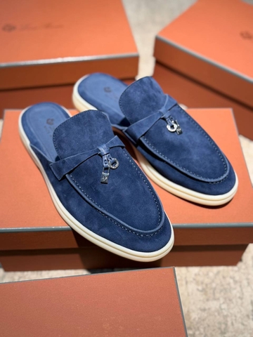 Loro Piana Charms Walk Babouche мюли женские натуральная замша весенние / осенние синие премиум 695616PE