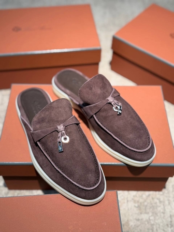 Loro Piana Charms Walk Babouche мюли женские натуральная замша весенние / осенние коричневые бордовые премиум 796772UO