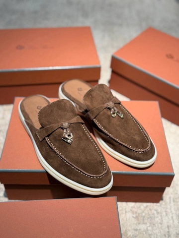 Loro Piana Charms Walk Babouche мюли женские натуральная замша весенние / осенние коричневые премиум 285812RU