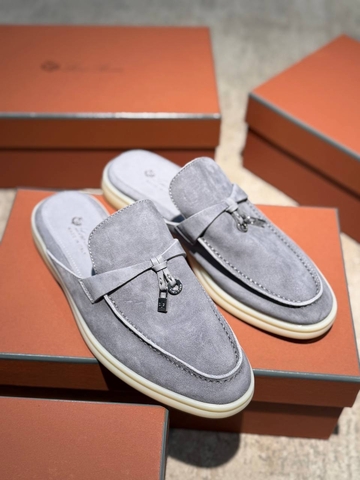 Loro Piana Charms Walk Babouche мюли женские натуральная замша весенние / осенние голубые серые премиум 213769PV