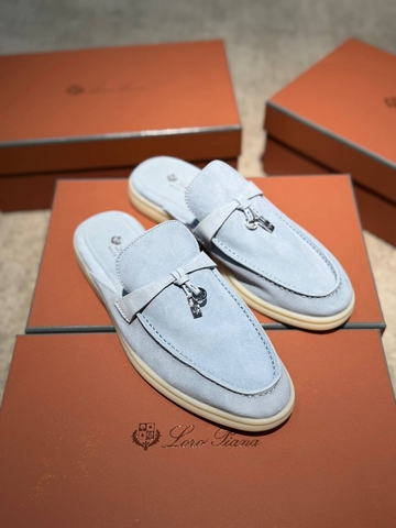 Loro Piana Charms Walk Babouche мюли женские натуральная замша весенние / осенние голубые премиум 436880OQ