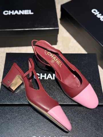 Chanel туфли женские натуральная кожа летние весенние / осенние бордовые премиум 228538WW