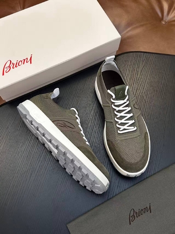 Brioni кроссовки мужские текстиль натуральная замша весенние / осенние зеленые премиум 687034KD
