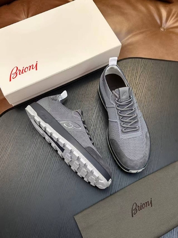 Brioni кроссовки мужские текстиль натуральная замша весенние / осенние серые премиум 703266EV