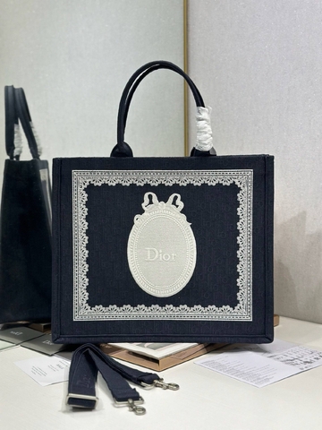 Dior сумка женские текстиль синие черные премиум 362269OY