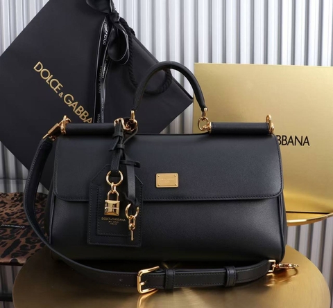 Dolce & Gabbana Sicily сумка женские натуральная кожа черные премиум 559592RR