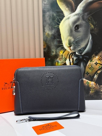Hermes клатч мужские натуральная кожа синие люкс 390399UC