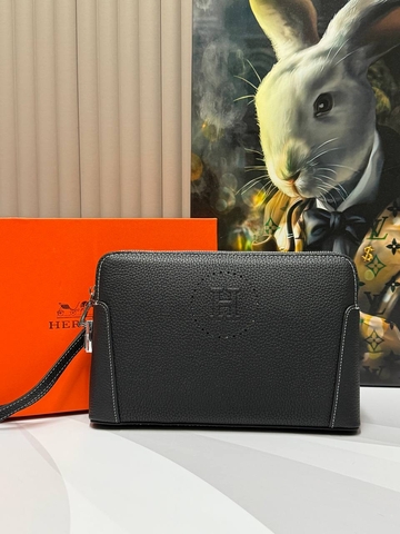 Hermes клатч мужские натуральная кожа черные люкс 745240ZR