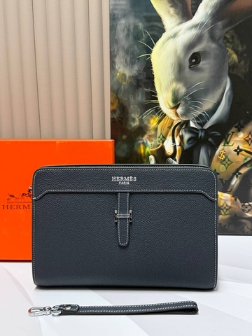 Hermes клатч мужские натуральная кожа синие люкс 683791RT