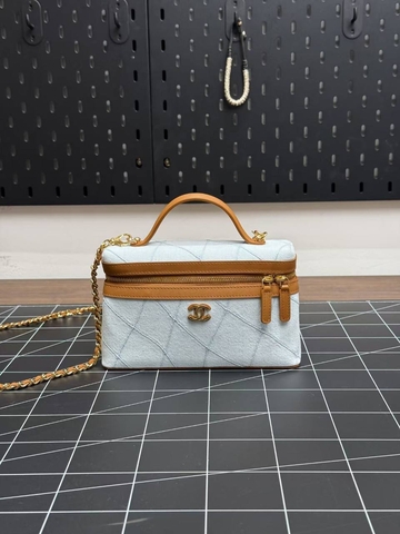 Chanel сумка женские натуральная кожа текстиль голубые премиум 262295LU