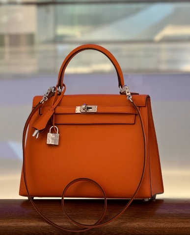 Hermes Kelly сумка женские натуральная кожа оранжевые премиум 686158MA