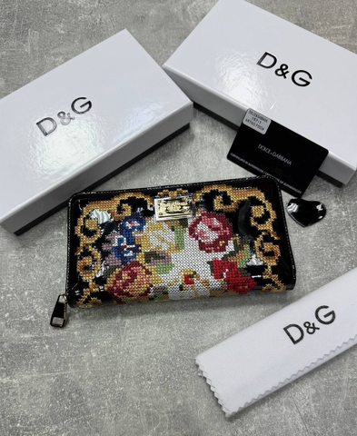 Dolce & Gabbana кошелек женские натуральная кожа текстиль черные микс люкс 743213YQ