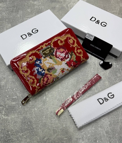 Dolce & Gabbana кошелек женские натуральная кожа текстиль красные микс люкс 127888VE